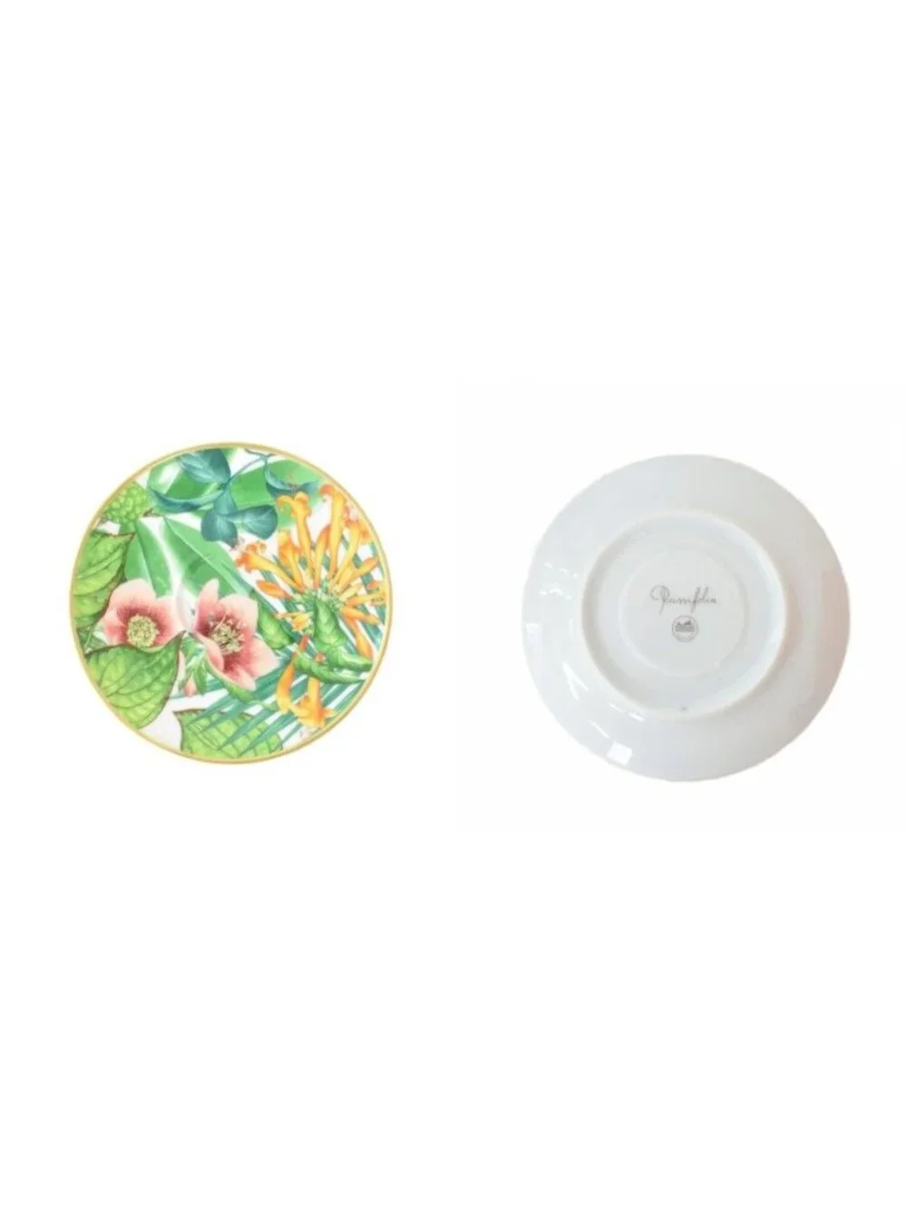 Hermes Passifolia Collection Tea Cup & Saucer Set for 2 Tableware Green